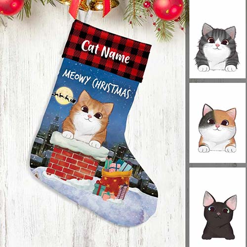 meowy christmas cartoon stocking