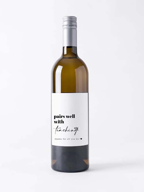 thanksgiving gifts for teachers - personalized wine label