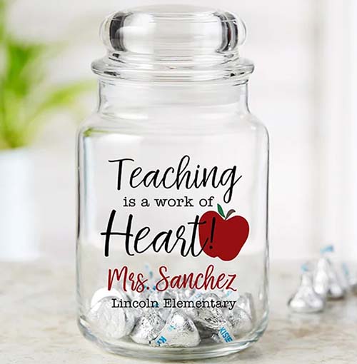 thanksgiving gifts for teachers - Personalized Teacher Appreciation Candy Jar