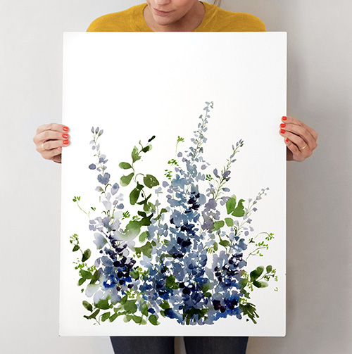 sapphire blue floral print