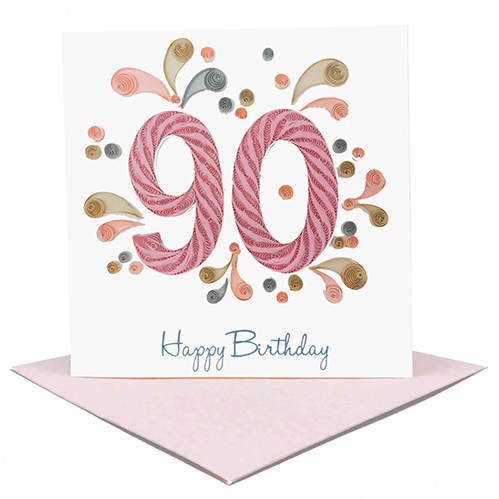 handmade quilling 90th birthday card