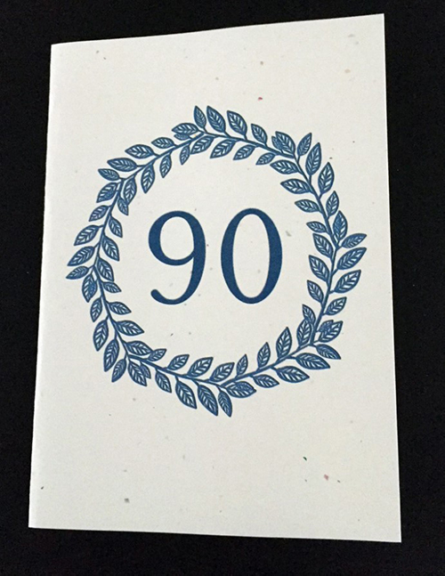 minimalistic blue 90th birthday card