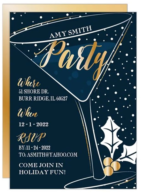 Holiday Party Royal Blue Invite
