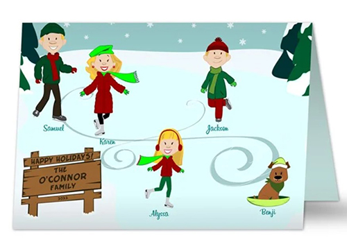 Ice Skating Family Holiday Card