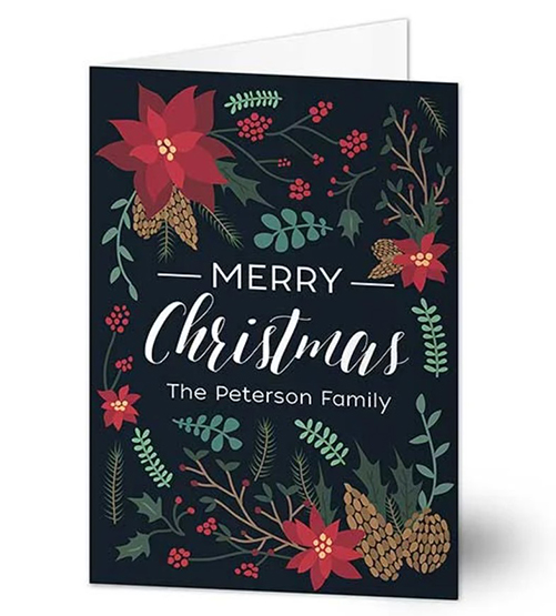 Poinsettia Motif Christmas Card