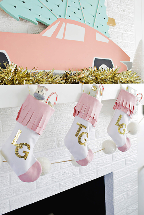 DIY Faux Suede Fringe Stocking - personalized christmas stockings