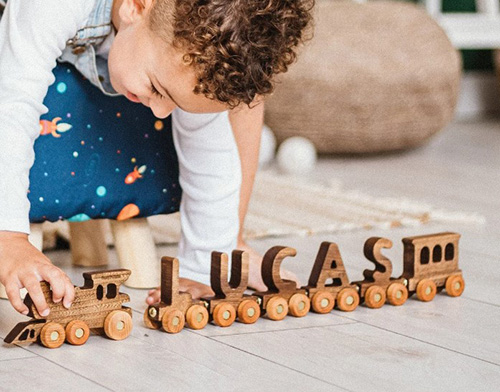 personalized wooden train