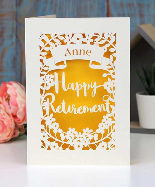 paper cut happy retirement card