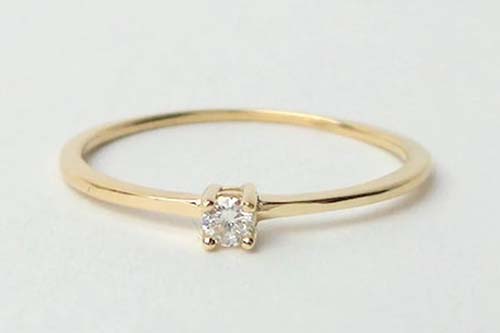 60th anniversary gifts - 14k diamond minimalistic ring