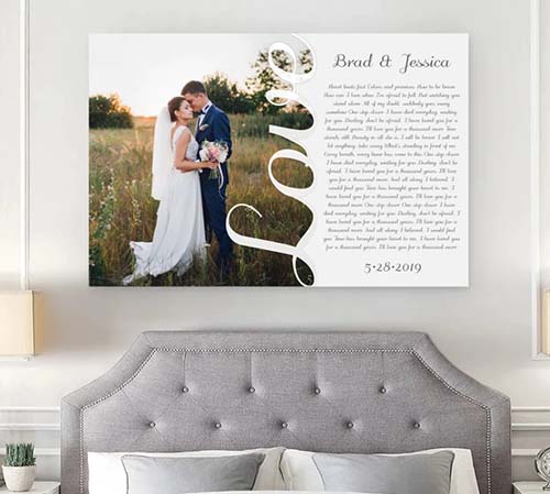 love photo song lyric on canvas