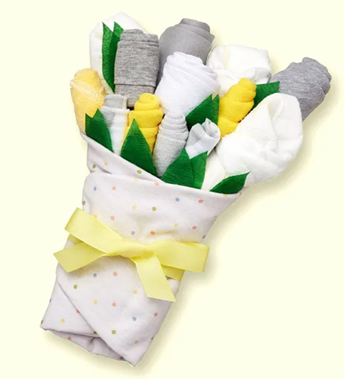 baby blossom yellow layette bouquet