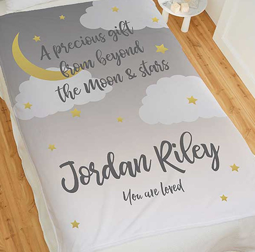 beyond the moon personalized blanket