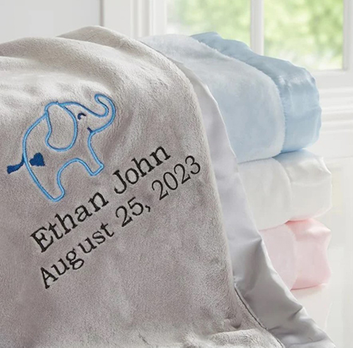 cozy personalized elephant blanket
