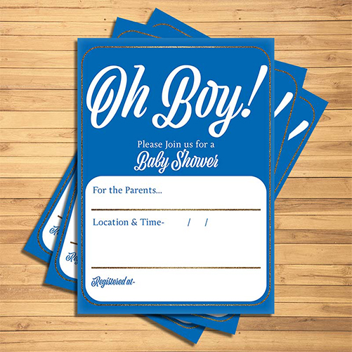 Oh Boy! Baby Shower Printable Invitation