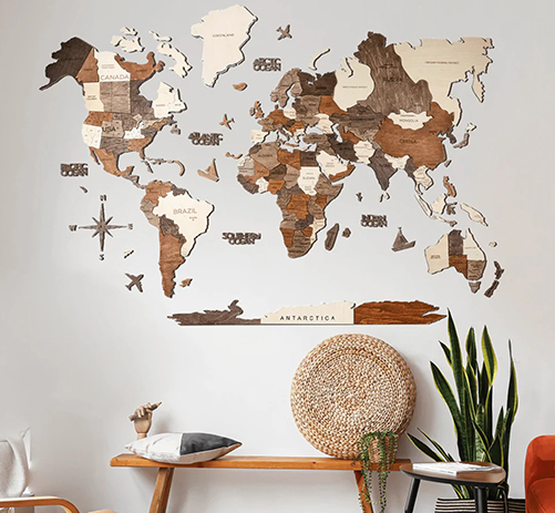 camping gifts- Wooden Wall Maps