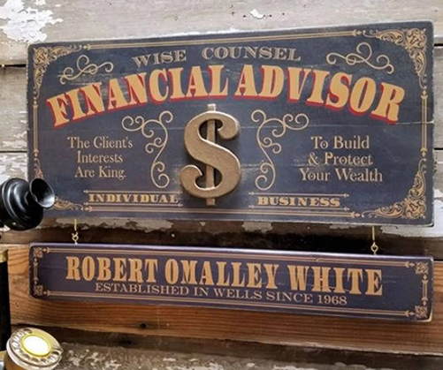 personalized vintage financial advisor plaque