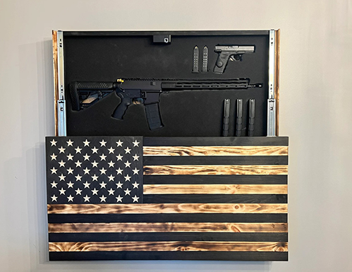 American flag concealed gun cabinet