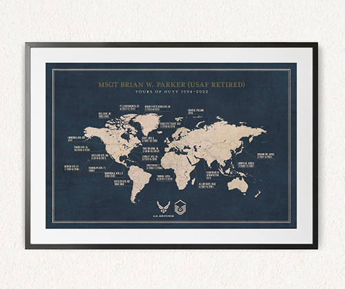 military gifts - personalized military station map