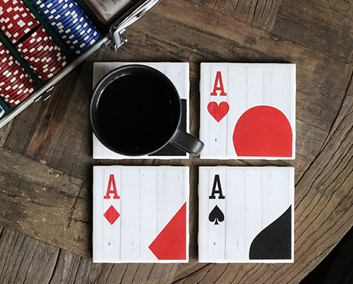 handmade poker coasters