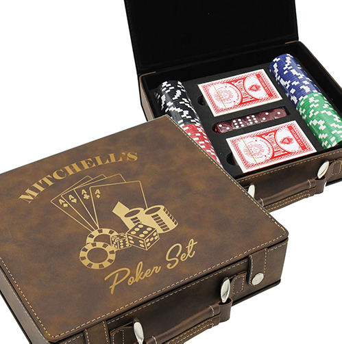 custom engraved poker chip gift set