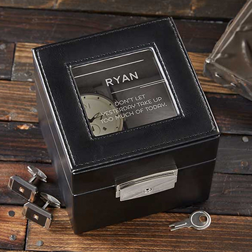 personalized 2 slot watch box