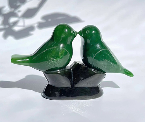 Hand Carved Jade Lovebirds