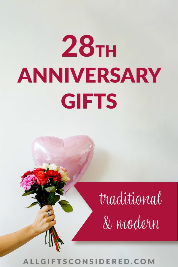 28th anniversary gifts - pin it image