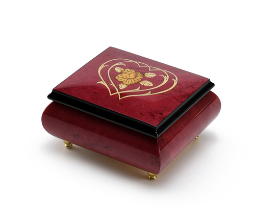 Double Heart Inlaid Music Box