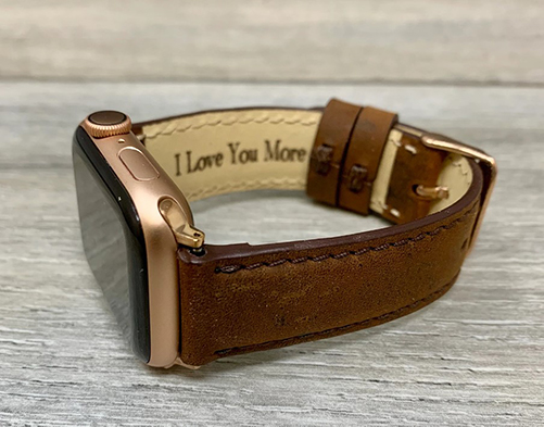 Engraved Leather Smart Watch Band