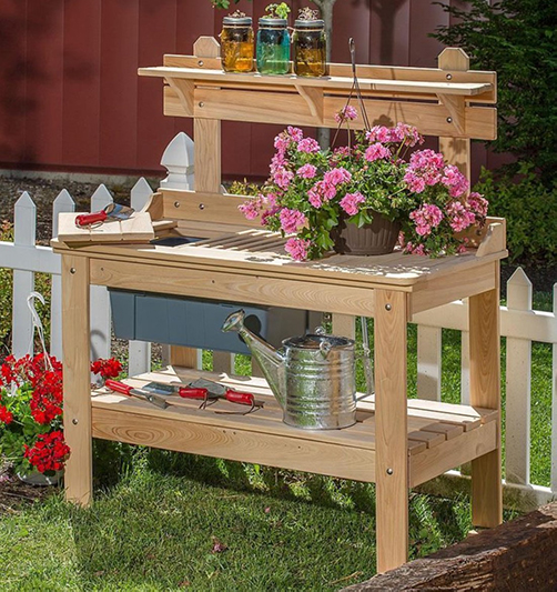 Outdoor Wooden Potting Table
