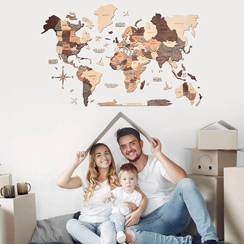 Wooden Map Wall Art - 29th anniversary gifts