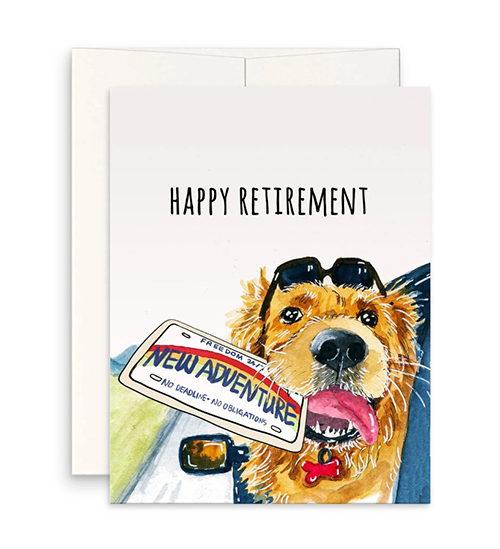 retirement messages for coworker: Illustrated Dog Retirement Card
