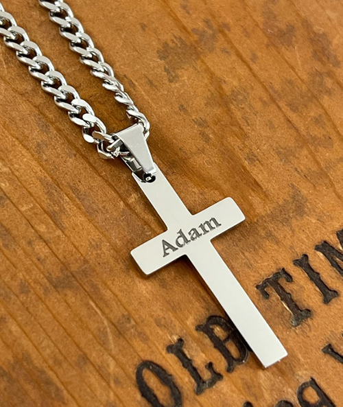 Engraved Cross Necklace
