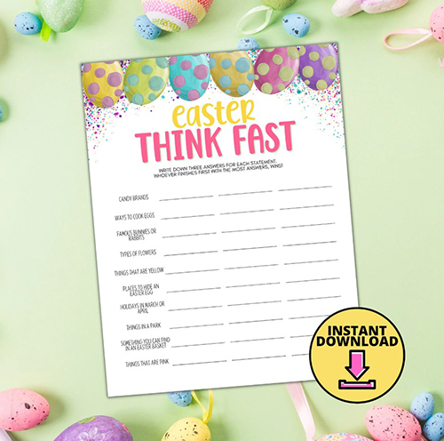 Easter Think Fast Party Game