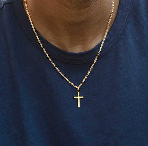 14k Gold Men's Cross Necklace Easter Gift