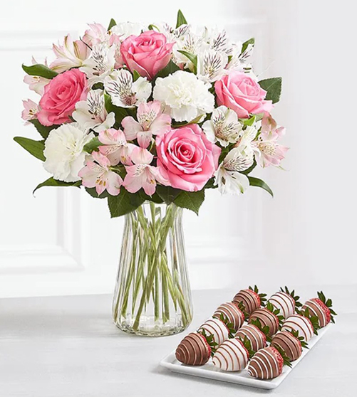 Cherished Blooms & Drizzled Strawberries
