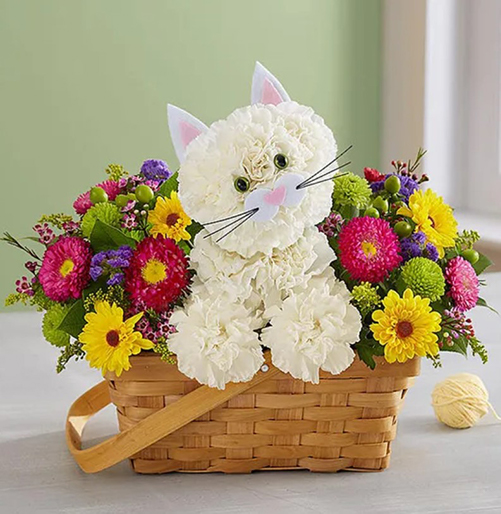 Fabulous Feline Flower Basket