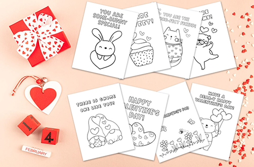 Free Printable Coloring Valentines Day Cards