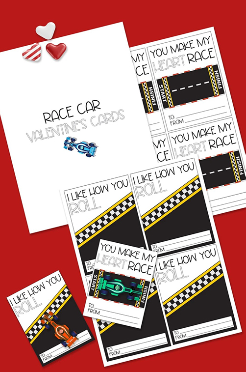 Printable Racing Valentine Cards (ideal for boys!)