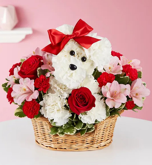 Love Pup Flower Basket