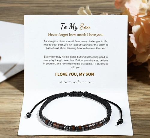 To My Son Morse Code Bracelet