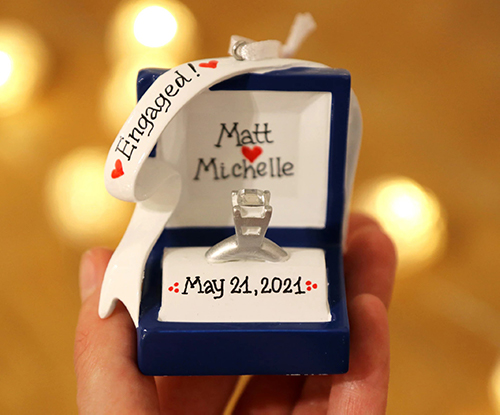 Engaged! Personalized Ring Box Ornament