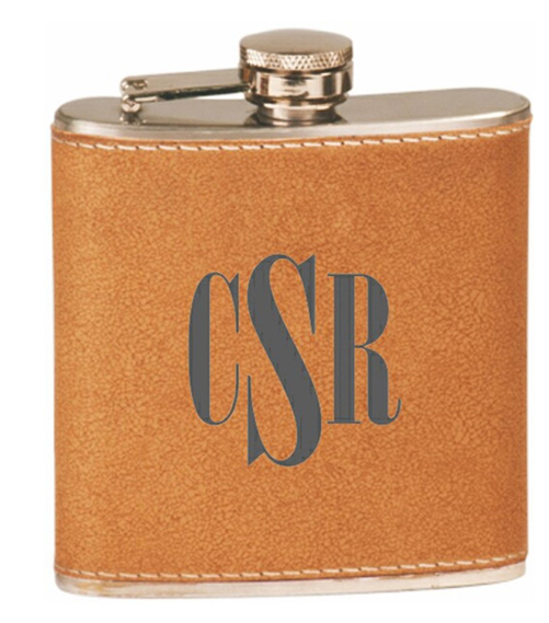 Engraved Leather Flask