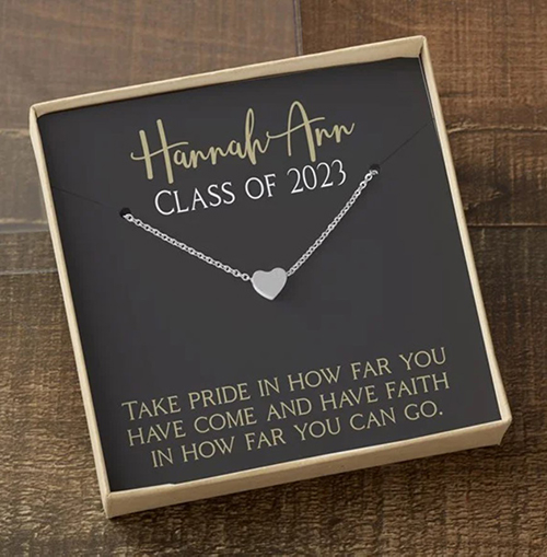 Graduation Silver Heart Necklace