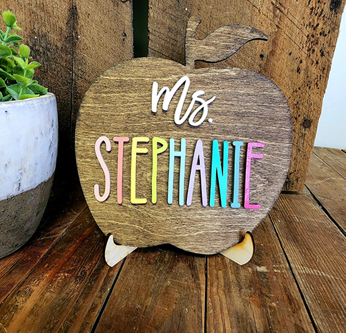 girlfriend graduation gifts-Personalized Apple Desk Sign