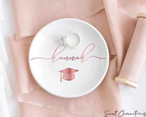 girlfriend graduation gifts-Personalized Graduation Ring Dish
