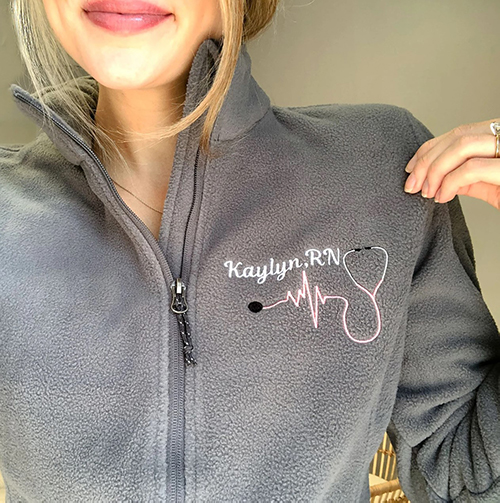 girlfriend graduation gifts-Personalized Nurse Fleece Jacket