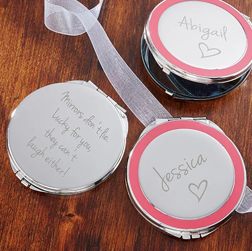 Engraved Circle Compact Mirror