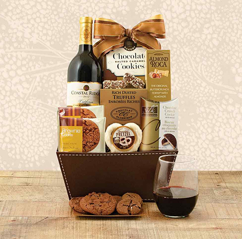 personalized mother's day gift-Cabernet & Chocolate Gift Basket