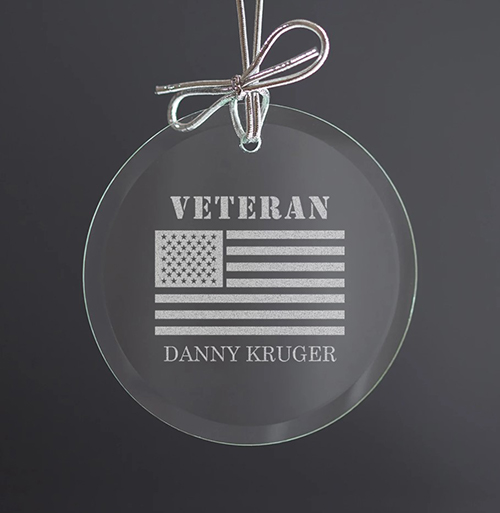 Gifts for veterans -Glass Engraved Ornament